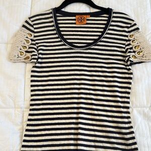 Tory Burch Shirt w/ Jewel Embellished Shoulders
